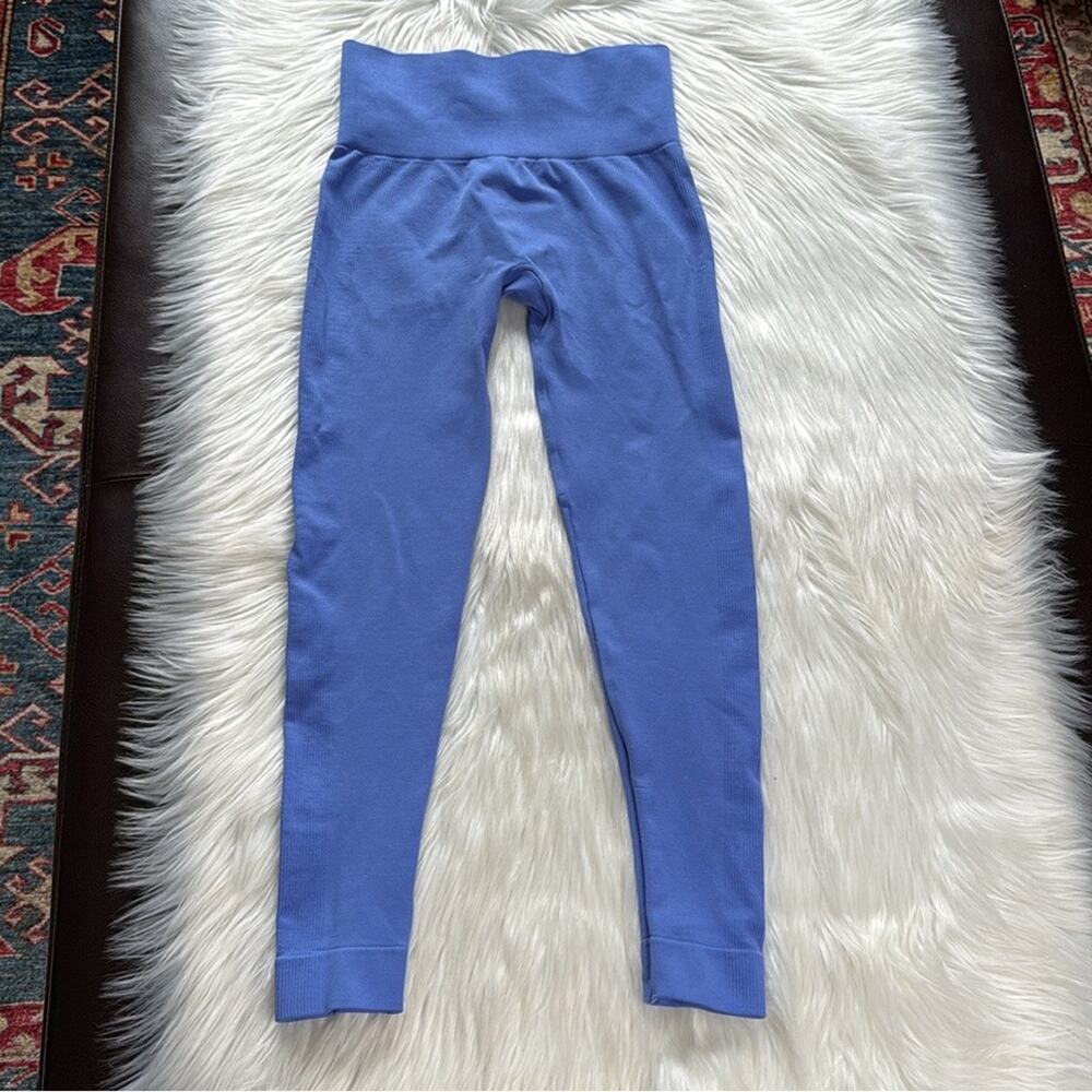 SET ACTIVE Blue Seamless Rib High Waisted Leggings